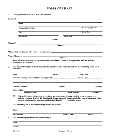 blank lease application commercial form