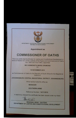 application for commissioner of oaths south africa