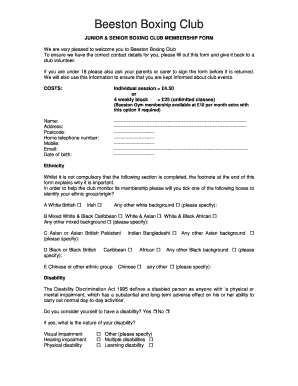 club membership application form template