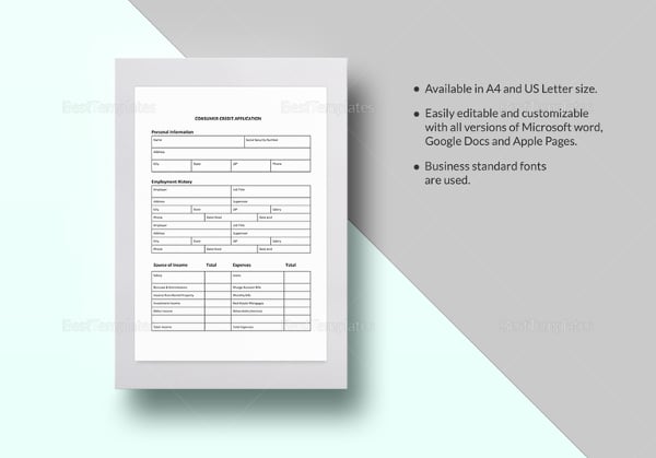 business credit application form template canada