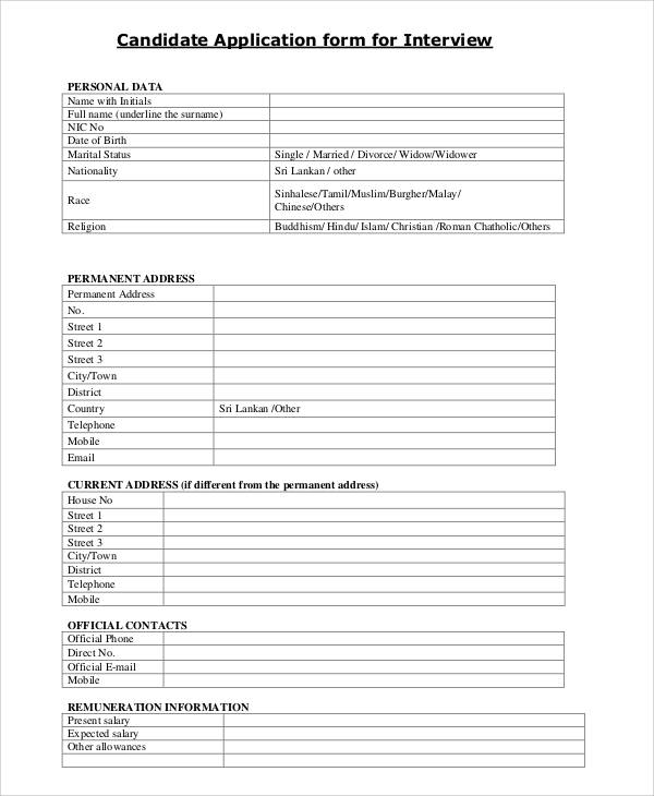 employer pre screen application form