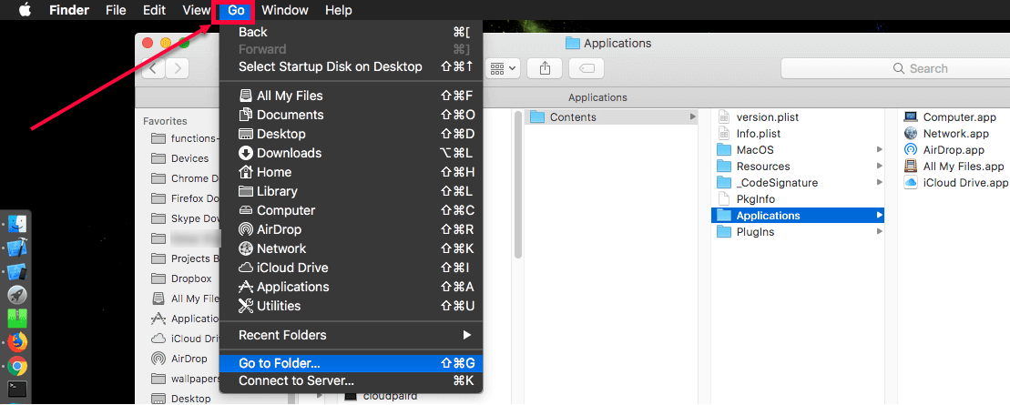 add application folder to dock