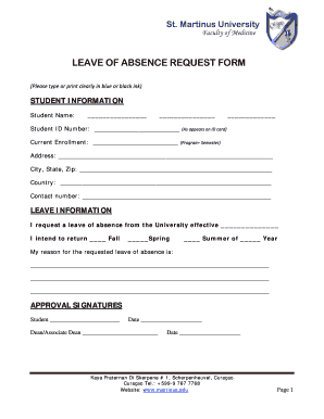 application for leave of absence from university